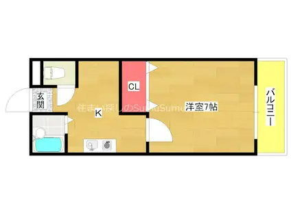 ハーバーハイツ(1K/4階)の間取り写真