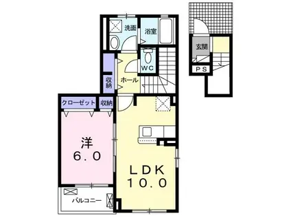 ヴァンベェール22(1LDK/2階)の間取り写真
