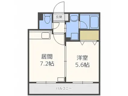 マープル月寒(1DK/4階)の間取り写真