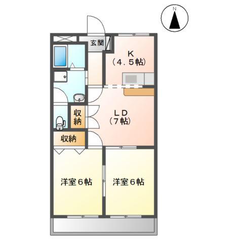 クレストール・イン(2LDK/2階)の間取り写真