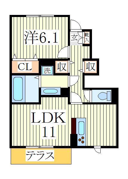 セジュールVI(1LDK/1階)の間取り写真