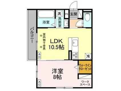 ヒルクレスト錦町(1LDK/2階)の間取り写真