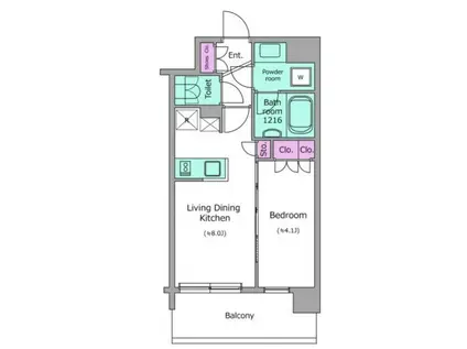 ドゥーエ菊川(1LDK/2階)の間取り写真