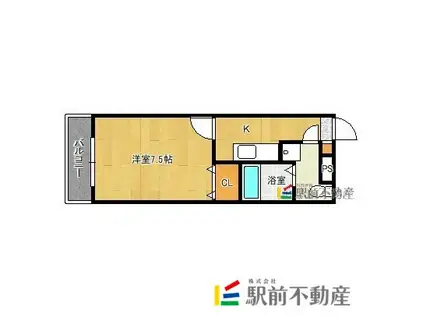 ハーモニーKハウス今宿駅前(1K/2階)の間取り写真