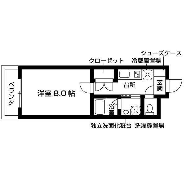 グランテラス八事広路町(1K/1階)の間取り写真