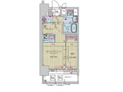 プレサンス桜山駅前アフォード(1LDK/14階)の間取り写真