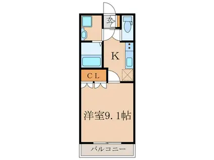 グランディール(1K/3階)の間取り写真