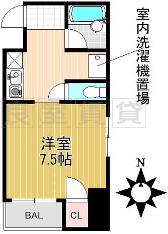 サンアップロイヤルガーデン広小路(1K/4階)の間取り写真