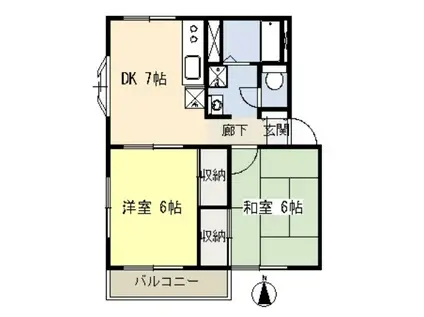 中里マンション(2DK/2階)の間取り写真
