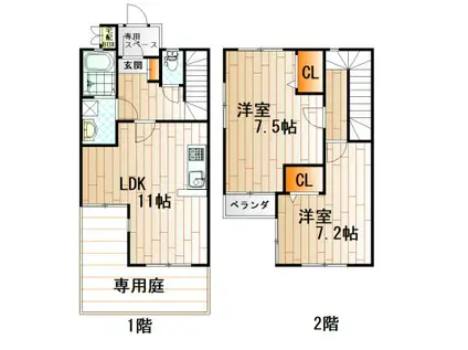 ナーセリーM(2LDK/1階)の間取り写真