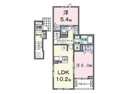 フォルトゥーナ 播磨(2LDK/2階)の間取り写真