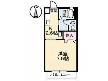 ベネッセ西の浦(1K/2階)の間取り写真