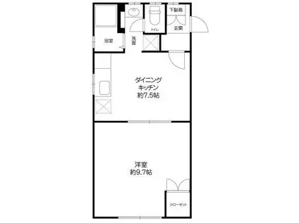 岡本梅林6号棟(1DK/2階)の間取り写真