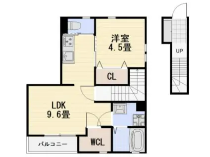 ASUNTO(1LDK/2階)の間取り写真