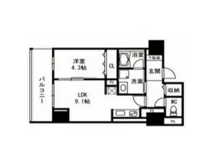 シャンテ与力町 住居(1LDK/2階)の間取り写真