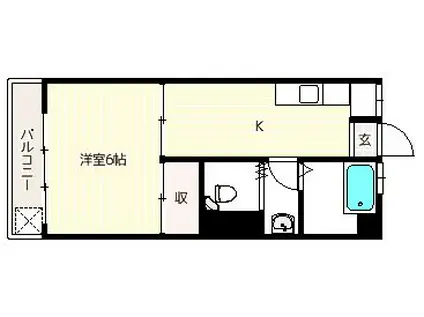 日吉第3コーポB棟(1K/6階)の間取り写真