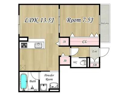 WELL GATE ノース(1LDK/1階)の間取り写真