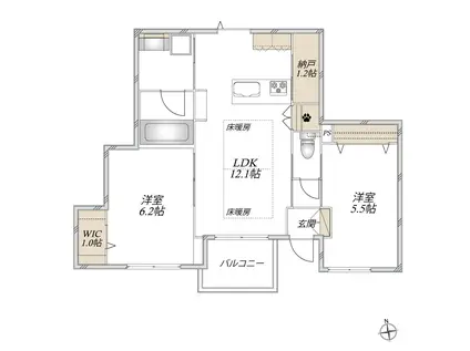 田端2丁目メゾン(2SLDK/1階)の間取り写真