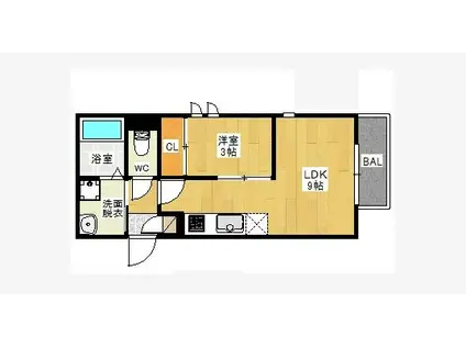 GRANTIC 竹下ME-RY1(1LDK/1階)の間取り写真