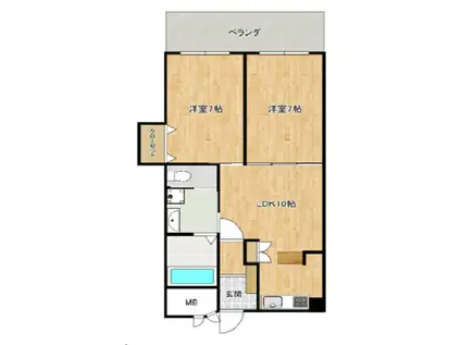 ヴェルコート折鶴(2LDK/5階)の間取り写真