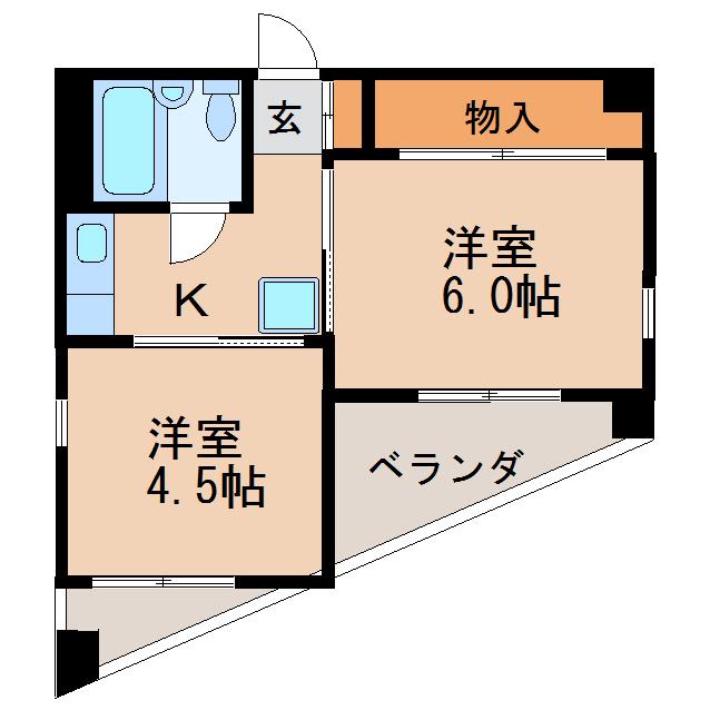 浅井ビル(2K/2階)の間取り写真