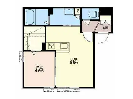 ＩＲいしかわ鉄道 小松駅 徒歩15分 3階建 築6年(1LDK/1階)の間取り写真