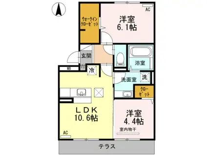 CLAIR PINE(2LDK/1階)の間取り写真