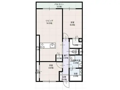 プラーンソレイユ池見(2LDK/3階)の間取り写真
