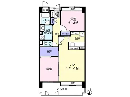 BE PLACE(2LDK/4階)の間取り写真