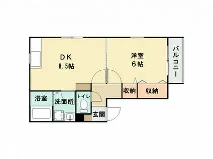 グランビュー宮内(1LDK/2階)の間取り写真