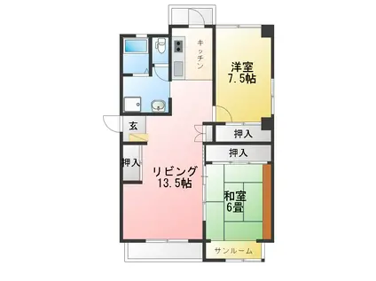 山大マンション(2LDK/2階)の間取り写真