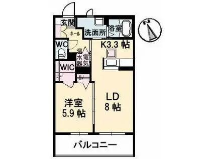 シャーメゾングランデ・カンパーナA(1LDK/1階)の間取り写真