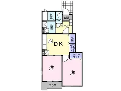 オレンジヒルズ(2DK/1階)の間取り写真