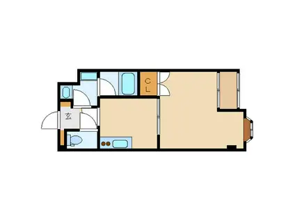 ガーデンコート富山(1K/3階)の間取り写真