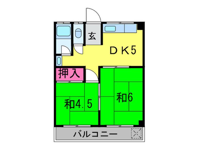 秀栄マンション(2DK/2階)の間取り写真