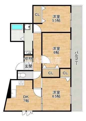 プレシャスUS(3LDK/11階)の間取り写真