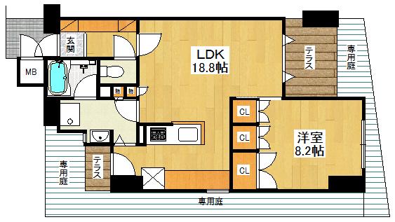 コム・クレール西宮北口(1LDK/1階)の間取り写真