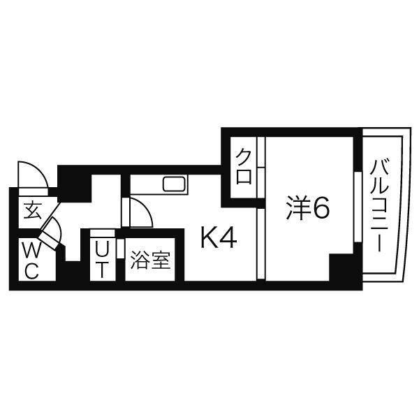 ワピタ名駅(1DK/1階)の間取り写真