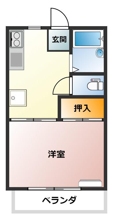 ハイツ足立(1K/2階)の間取り写真