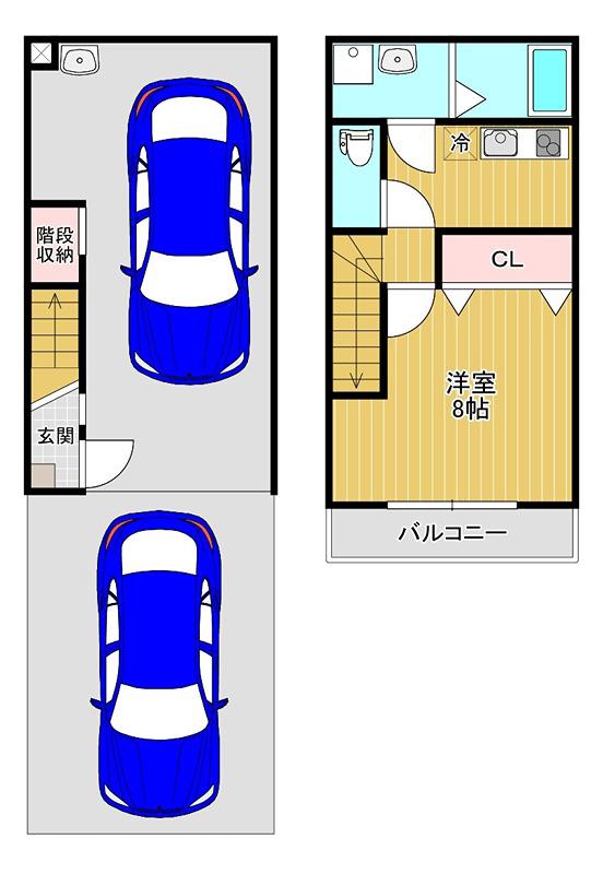 イースト GARAGE PLACE(1K/1階)の間取り写真