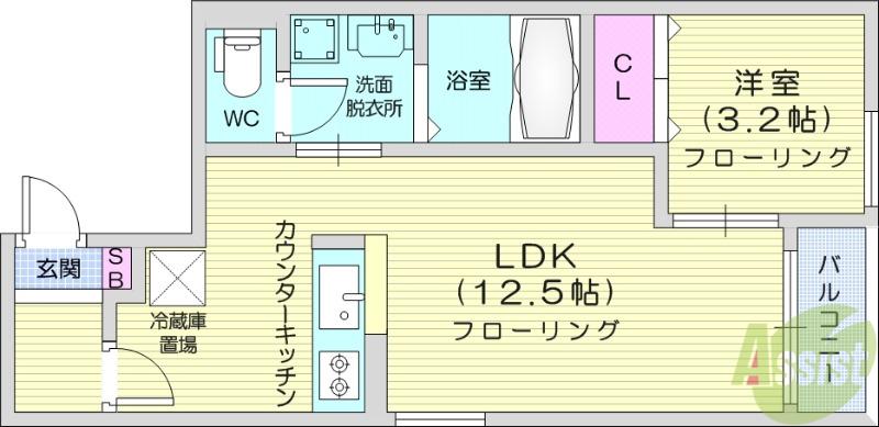 REGALEST荒井(1LDK/2階)の間取り写真