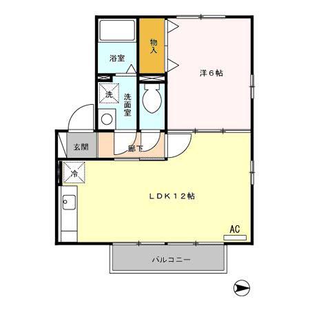 ウィルモア東町(1LDK/2階)の間取り写真