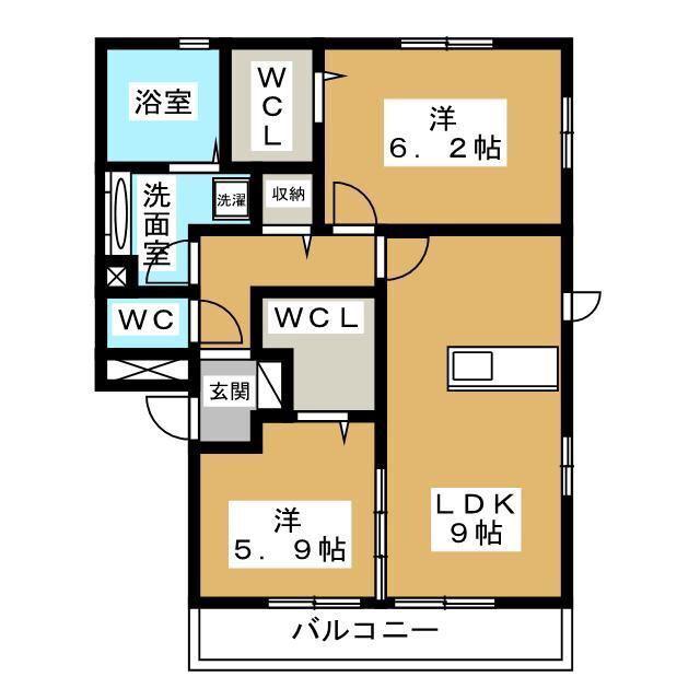 ラ・マドレVII(2LDK/3階)の間取り写真