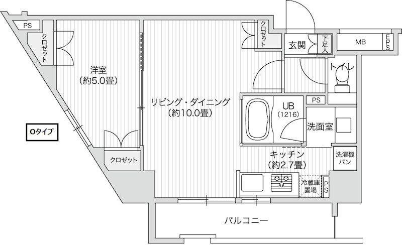 レジディア笹塚II(1LDK/4階)の間取り写真