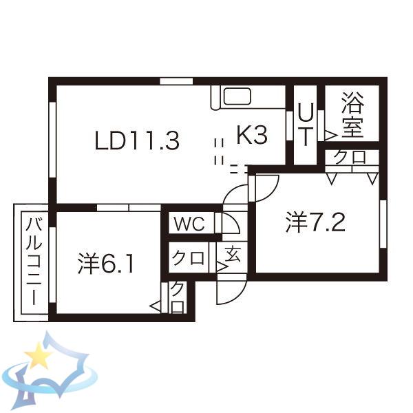 グランシャリオ(2LDK/1階)の間取り写真