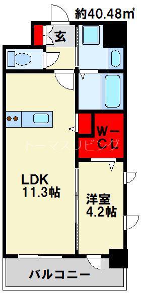PROSPERER大手町(1LDK/9階)の間取り写真