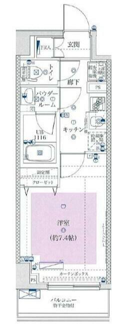 ユリカロゼ西新井(1K/3階)の間取り写真