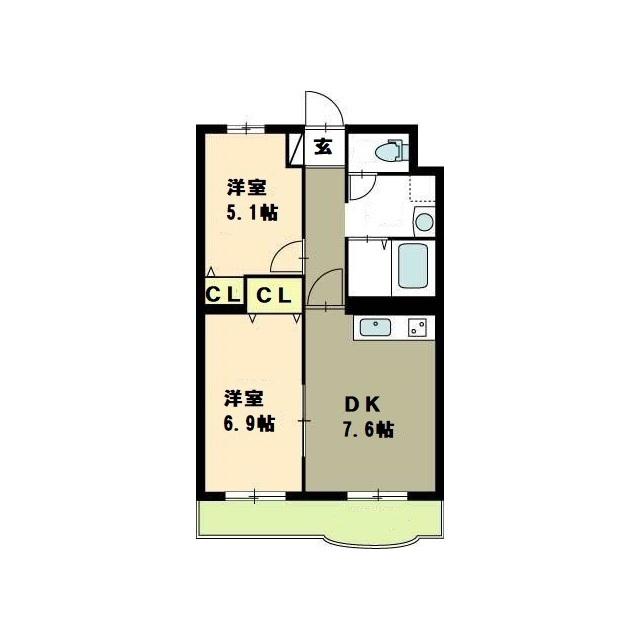 コンコース堀之内(2DK/4階)の間取り写真
