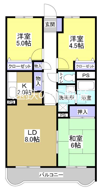 ソレアード曳馬(3LDK/2階)の間取り写真