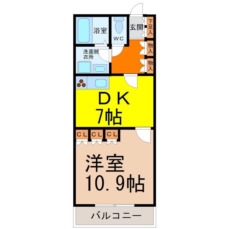 セイント橘(1DK/10階)の間取り写真